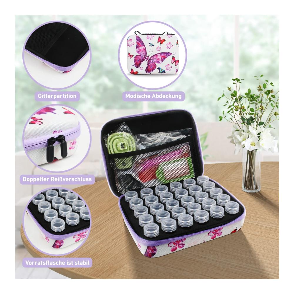 Diamantmalerei Zubehör Organizer Box Set - 30 Teile inkl. Koffer für 5D Diamantmalerei - Aufbewahrungsbox für Strass Perlen Nägel - DIY Werkzeuge & Zubehör für Künstler und Handwerker