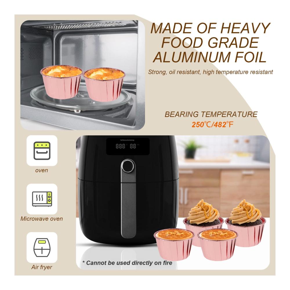 Einweg-Backbecher 50 Stück Roségold Cupcake Formen Papier 5cm mit Deckel Ölbeständig ideal für Partys Hochzeiten & Bäckereien
