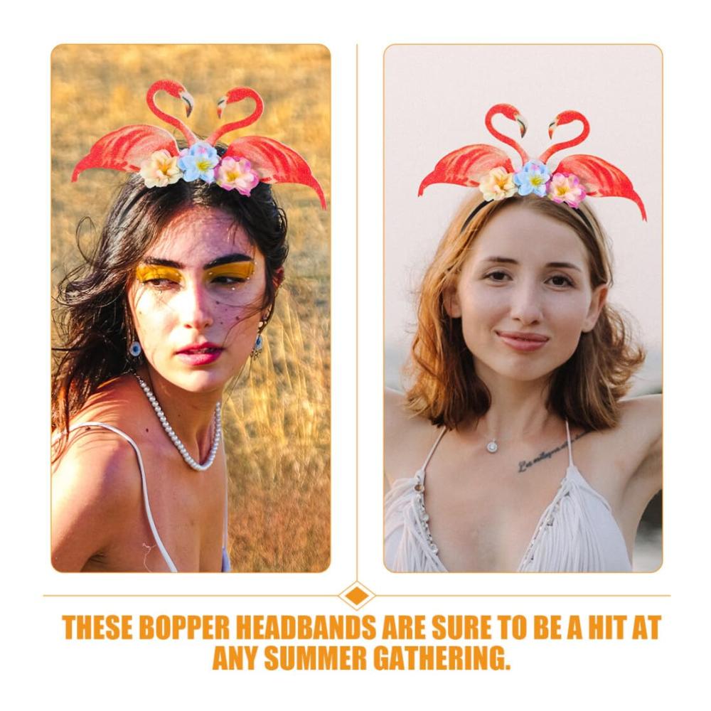 Entzückende Flamingo-Kopfbopper 2er-Pack Tropische Stirnbänder für luftige Luau-Partys! Kreativer Kopfschmuck & Haar-Accessoire für den ultimativen Hawaii-Karnevalsspaß
