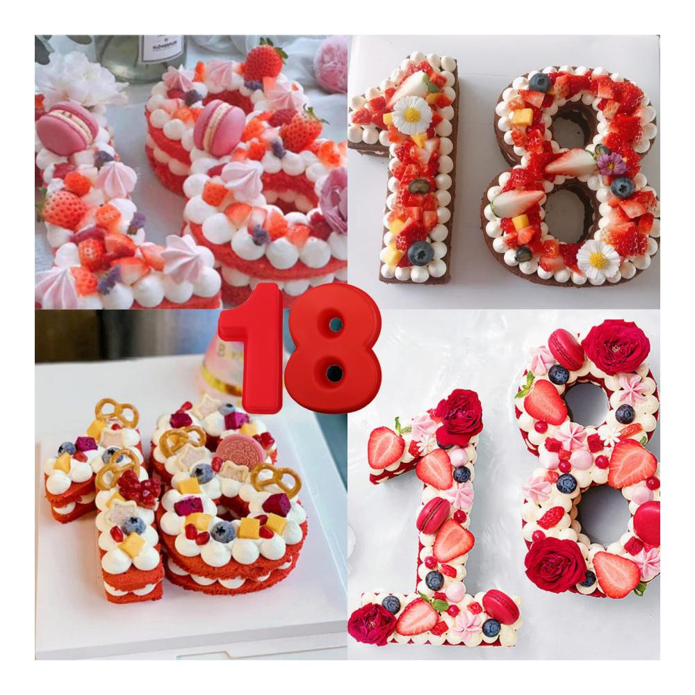 Motivbackformen für besondere Anlässe | Zahl 18 Geburtstag & Hochzeit | Silikonform für kreative Kuchenkreationen | Große Nummernbackform | Backspaß für Jub