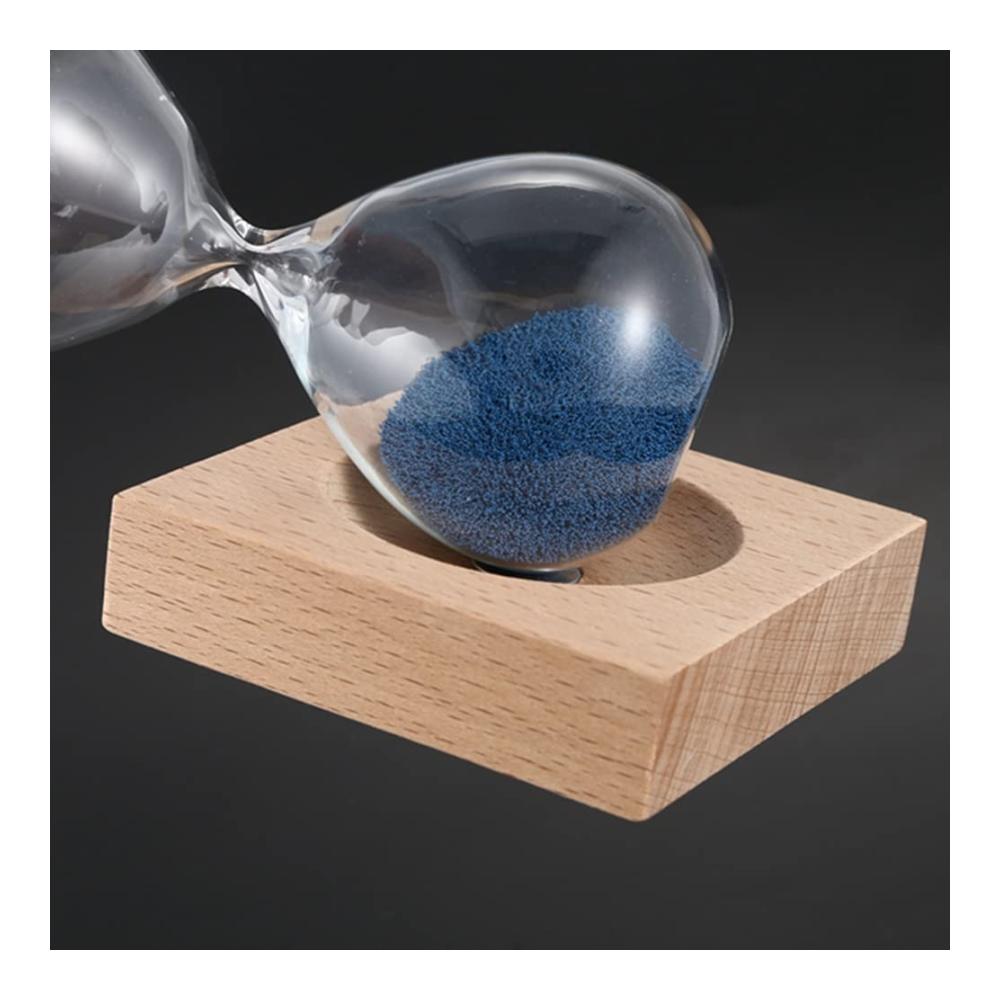 Moderne Wanduhr Magnetische Sanduhr aus Glas & Eisenpulver mit blühendem Design - Inklusive Holzständer & Geschenkverpackung