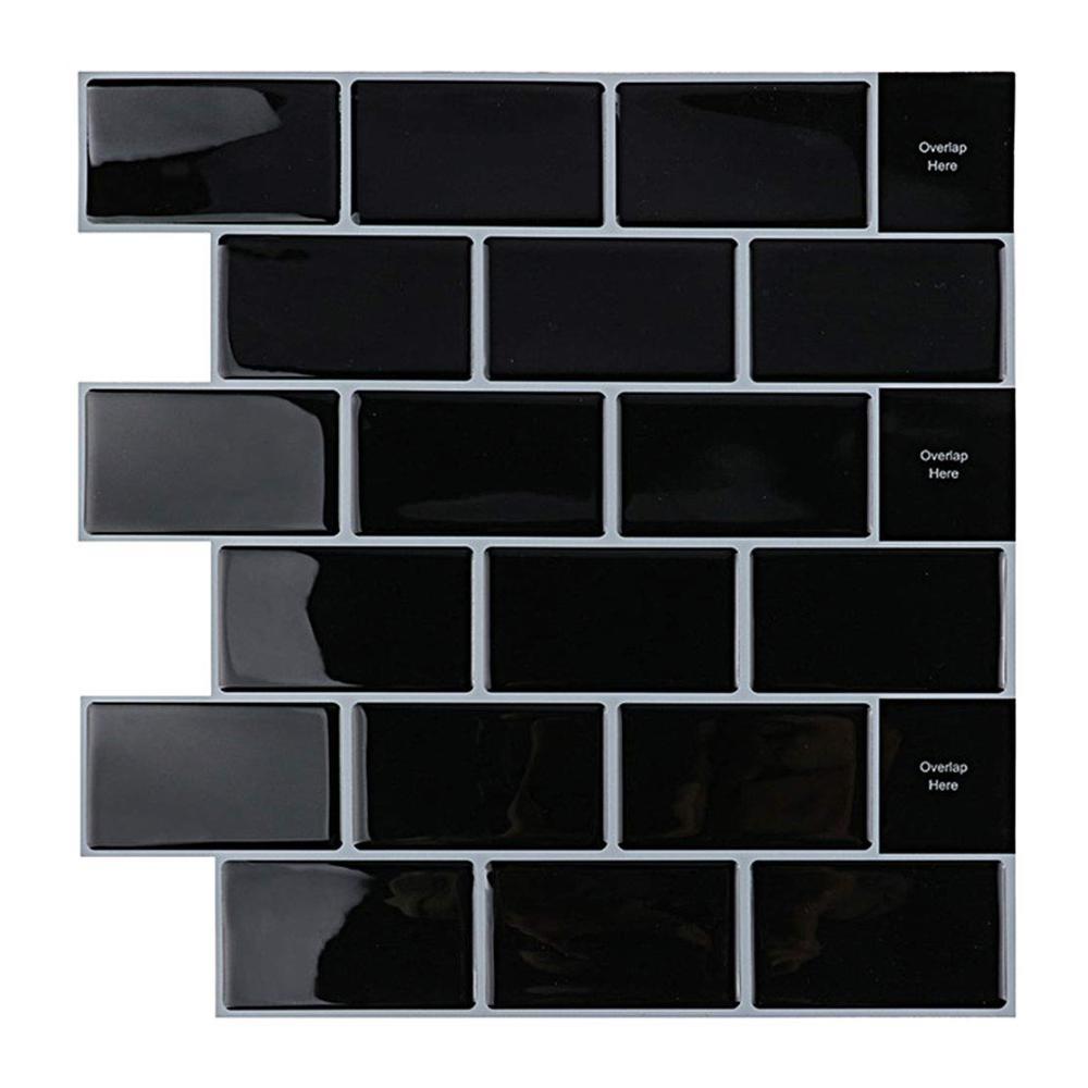 Verleihen Sie Ihrem Zuhause Glanz! 10 Stück 3D Fliesenaufkleber für Bad & Küche - Selbstklebend Vinyl Schwarz PVC. Dekorieren Sie mit Stil Metro Fliesen Wandpaneele 30x30. Erneuern Sie Ihre Räume mühelos mit Fliesendekor. Top-Qualität Klebefliesenfolie