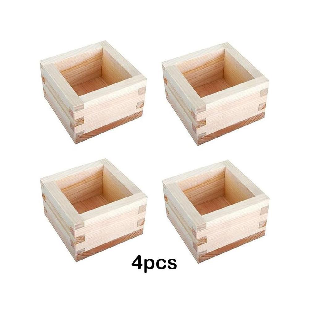 Hochwertige Eisschalen aus edlem Hinoki-Holz – 4er-Set stilvoll & funktional – Perfekt für Sake und Desserts – Leicht zu reinigen & pflegen