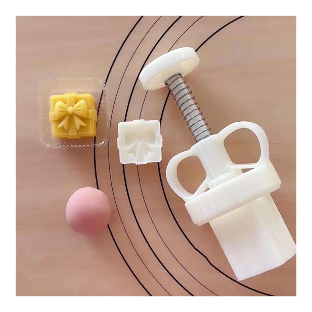 Gebäckpresse Mondkuchen-Schleifen-Motiv | Handdruck Keksstempel für Kekse | Mungbohnenkuchenform | Schneehaut | Backformen für perfekte Mondkuchen