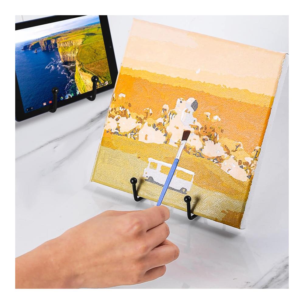 Elegante Staffeleien Set mit 4 stilvollen Eisen-Displayständern für Kunst Fotos und Dekorationen - Schwarze Metall-Bilderrahmenhalter ideal für Bücher Teller und mehr - Stabile Ausstellungsständer für kreative Präsent
