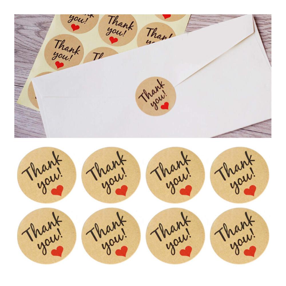 48 Kraftpapier Sticker Thank You für Hochzeit & Party - Deko Aufkleber mit Versiegelung - Rustikale Vintage Design - 48 Stück
