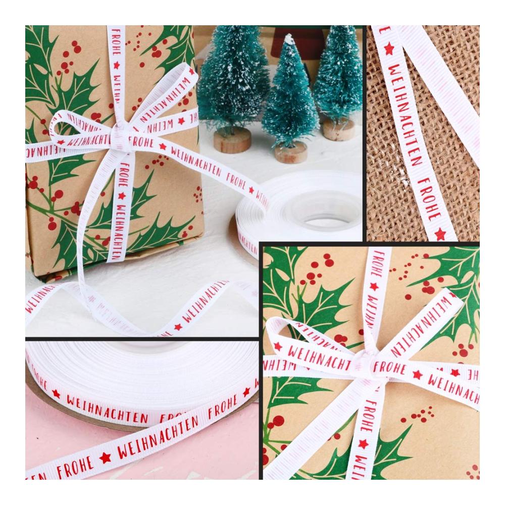 Verleihen Sie Ihrem Festglanz mit 4 Stilen 56.4m Weihnachts-Geschenkband-Set! Weihnachtsbänder Schleifenband Dekoband & Baumwollschnur in Rot Weiß & Gold für DIY Basteln & Handwerk. Frohe Weihnachten