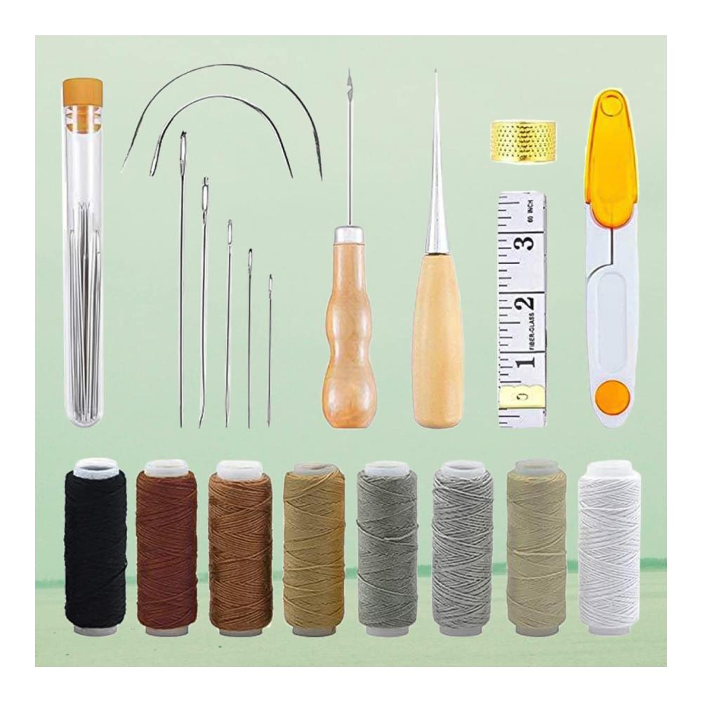 Entdecken Sie Kreativität! 2 Nähsets mit Farbwerkzeugen Fingerhut Lederstanzer & mehr. Perfekt für Heimfaden & Handwerksprojekte. Hergestellt für präzises Nähen mit Gewachsten Sattelnadeln & Arbeitsgriff. Alles was Sie für Ihre Nähkunst brauchen