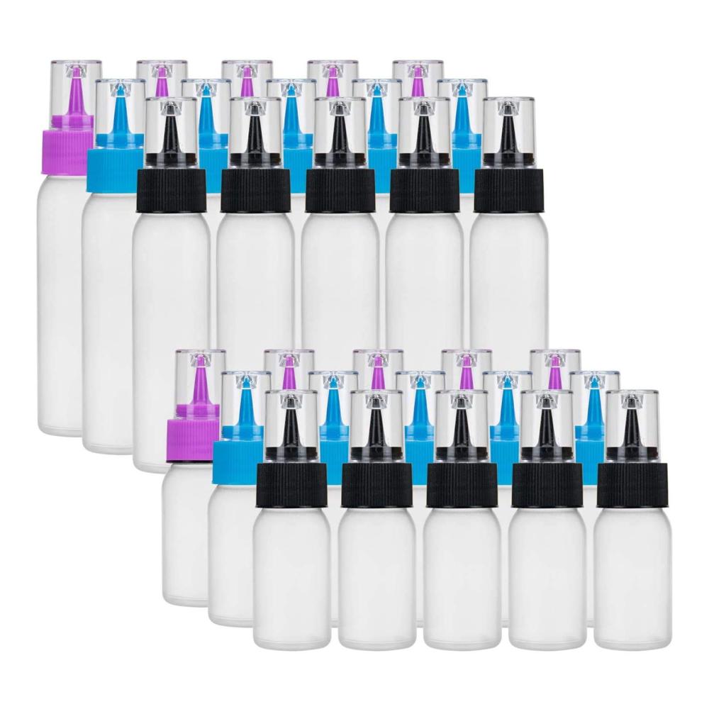 Dressing-Shaker 30er Set Quetschflaschen - Praktische Kunststoffflaschen für DIY Kunst Pigmente & Flüssigkeiten - BPA-frei - Ideal für Handwerk & Küche