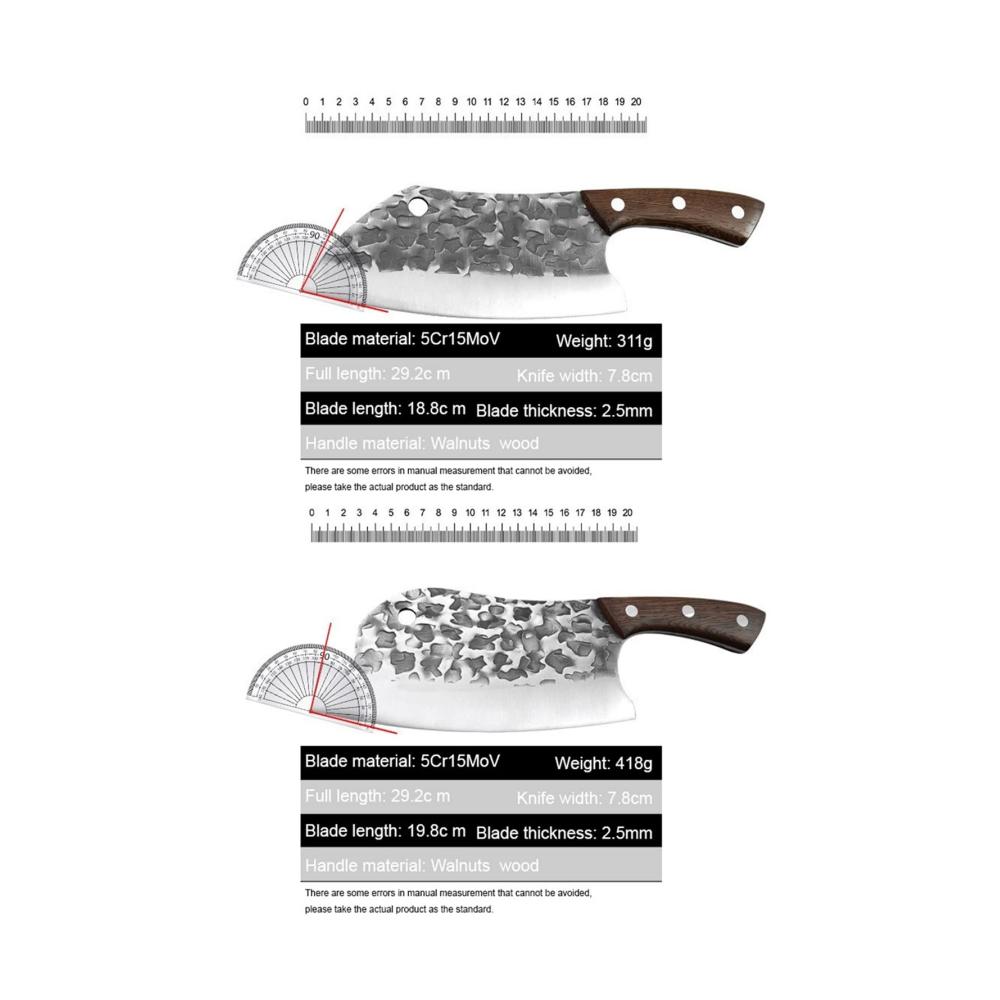 Premium Kochmesser Set aus geschmiedetem Edelstahl | Handgefertigte Traditionelle Messer mit Holzgriffen | Perfekt für Profi- und Hobbyköche | Inklusive Fleischslicer und Metzgermesser | Stilvoll und funktional (Farbe Stil 03