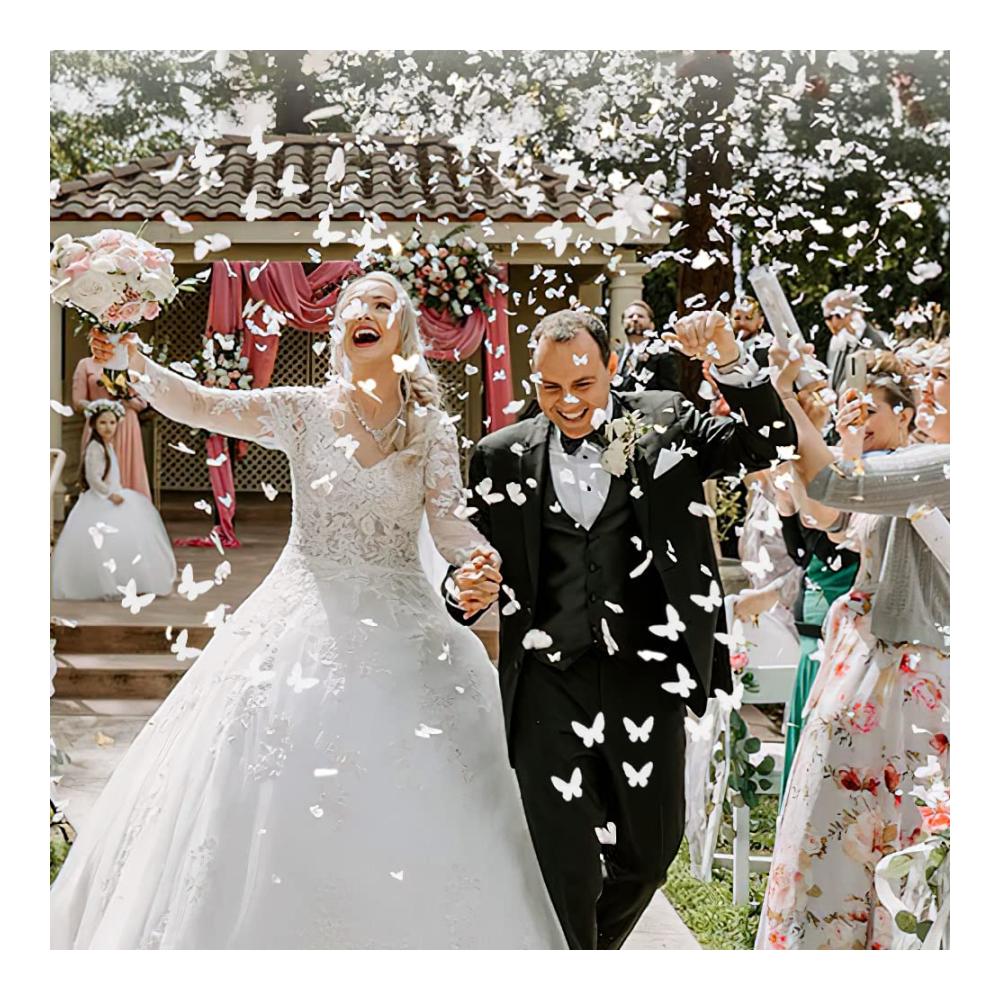Freude sprühen lassen! Taozoey Weiße Schmetterlings Konfettikanone - Perfekt für Hochzeit Party & Geburtstag! Feiern Sie mit Stil und Eleganz