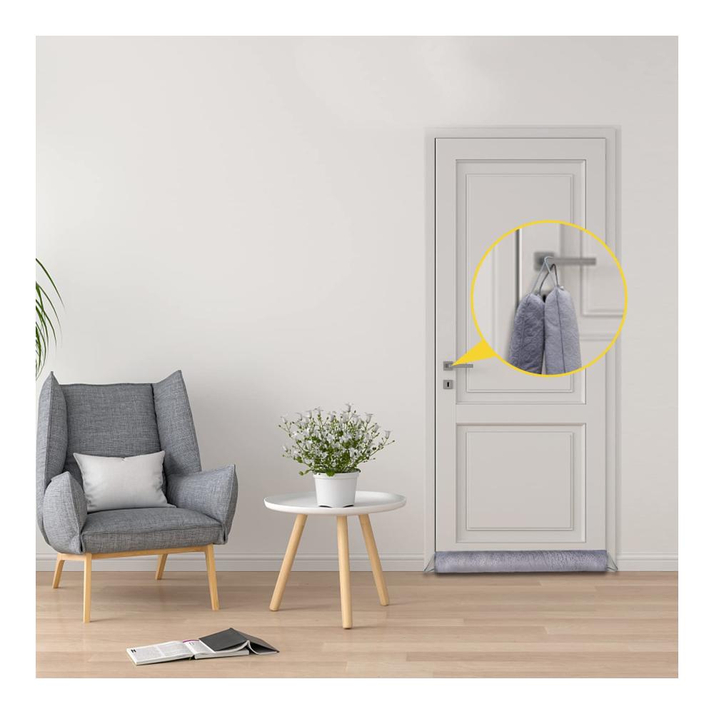 Premium Windstopper für stilvolle Wohnaccessoires & Deko - Extra schwere Türdichtung (97cm) für energieeffizientes Wohnen - Waschbar und leicht anwendbar - Insektenschutz und Lichtblockierung inklusive - Perfekter Zugluftstopper für Türen und Fenster - Mit 4 selbstklebenden Haken für einfache Montage - Grau um Türlücken von 0-10cm zuverlässig zu verschließen