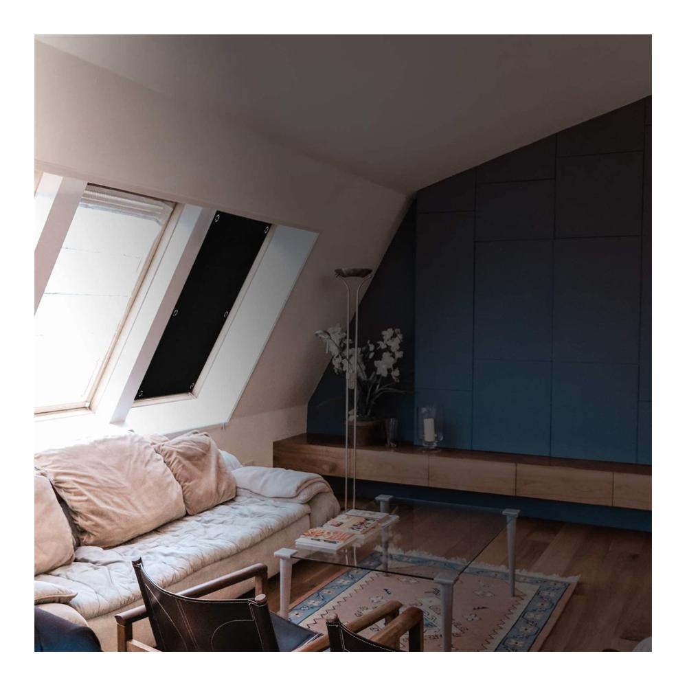 Verdunkelungsrollo für Dachfenster - Seitenzug- & Springrollo ohne Bohren - Thermorollo mit Saugnäpfen - Schwarz 48x94 cm