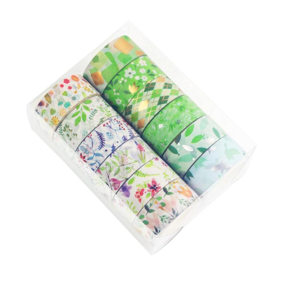 Entdecke den Frühling 12 Rollen Washi Tape Set - Bunte Klebebänder für Basteln Dekorieren und Scrapbooking - Blumenmotive - 15mm Breite - DIY Zubehör für Handwerk und Journal
