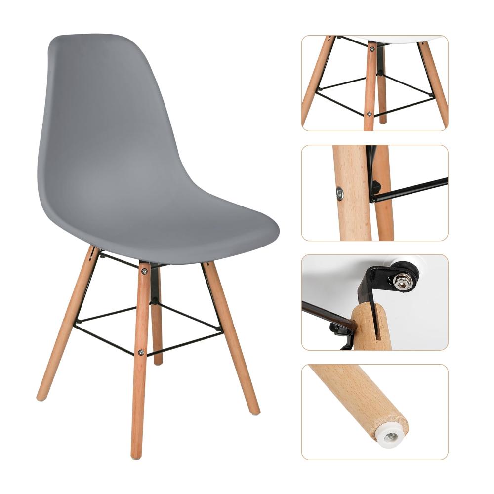 Entdecken Sie den Komfort Homewell Esszimmerstühle Set mit 8 Stühlen – Ergonomisch Modern Grau – Stilvoll für Küche und Esszimmer – PP-Kunststoff Massivholzbeine Metall Fußstütze