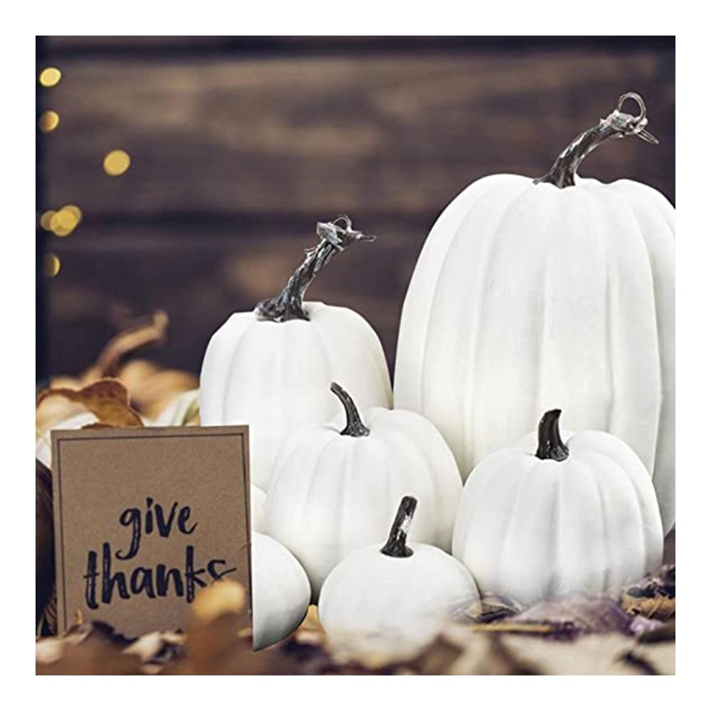 Entdecken Sie die Vielfalt der Natur Früchte Deluxe Set - 7 Stück Künstliche Kürbisse in Weiß für Herbst Thanksgiving & Halloween Dekorationen. Perfekt für Garten Zuhause Partys & Festivals! Erleben Sie die Magie von Früchten in einer festlichen Atmosphäre