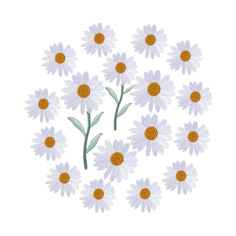 Verschönern Sie Ihre Kleidung und Accessoires mit 17 hochwertigen gestickten Applikationen! Blumenmuster für Jacken Rucksäcke und mehr. In Weiß