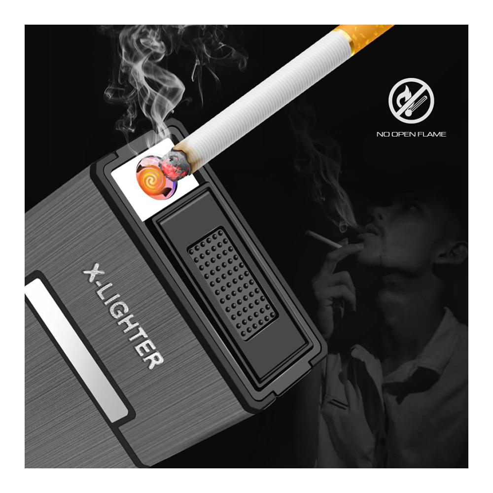 Entfachen Sie den Stil X-Lighter XL069 Set mit USB-Feuerzeug und Zigarettenetui - 20er Pack 84mm Zigaretten winddicht & wiederaufladbar - Perfektes Vatertagsgeschenk für Männer und Papa