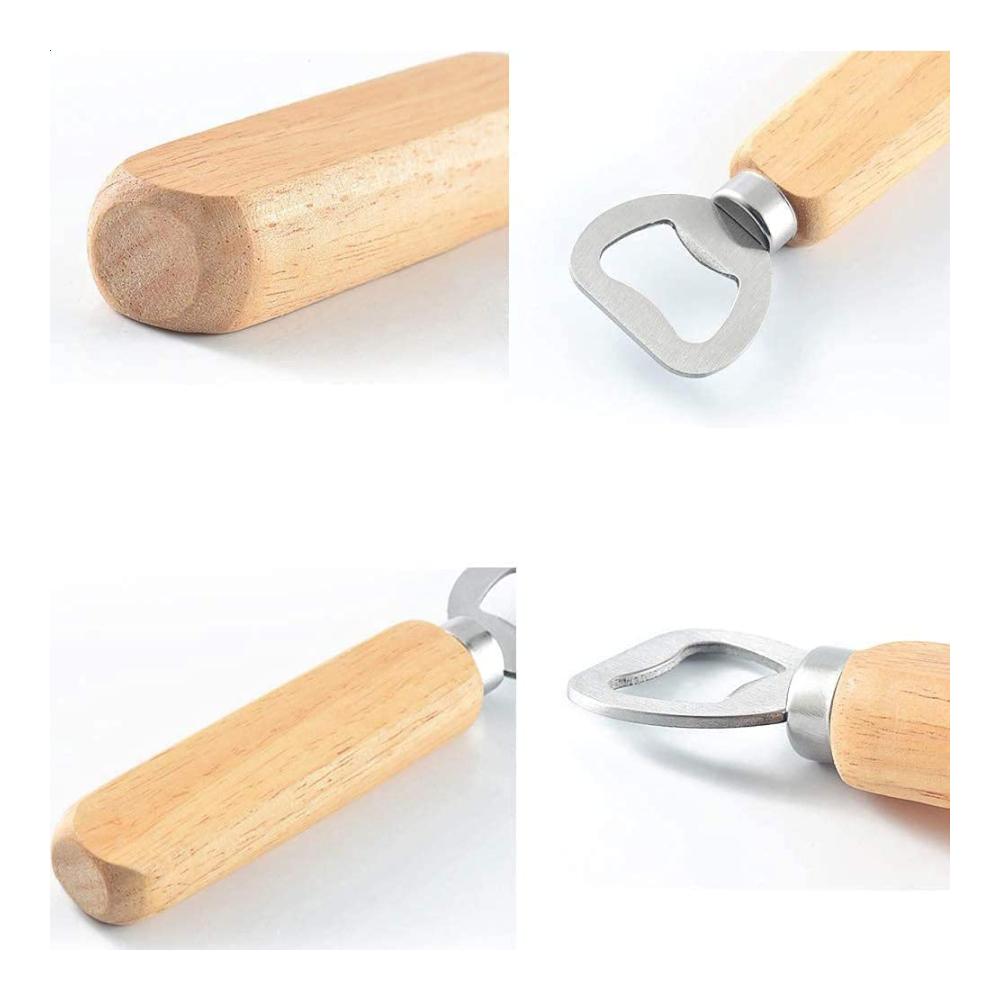 Edelstahl Flaschenöffner-Set mit Holzgriff 10 Stück Eleganter Kapselheber für Bier & Getränke Ideal für Küche Bar & Partys Langlebig & Tragbar Perfektes Geschen