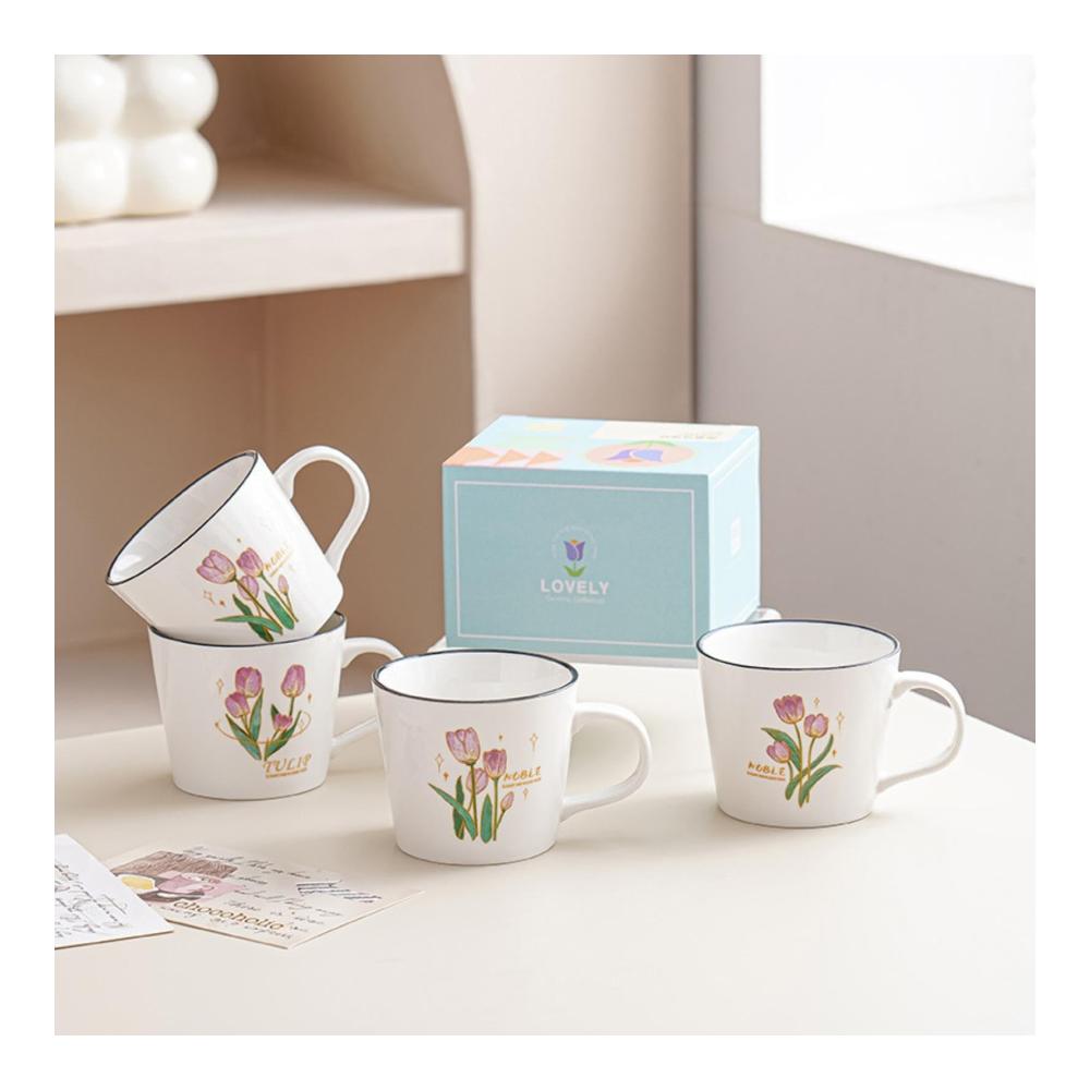 350ml Ergonomische Tulpenform Keramikbecher – Stilvoller Genuss für Zuhause und Büro – Perfekt für Kaffee und Milch – Kaffeetassen & Becher Design für hö