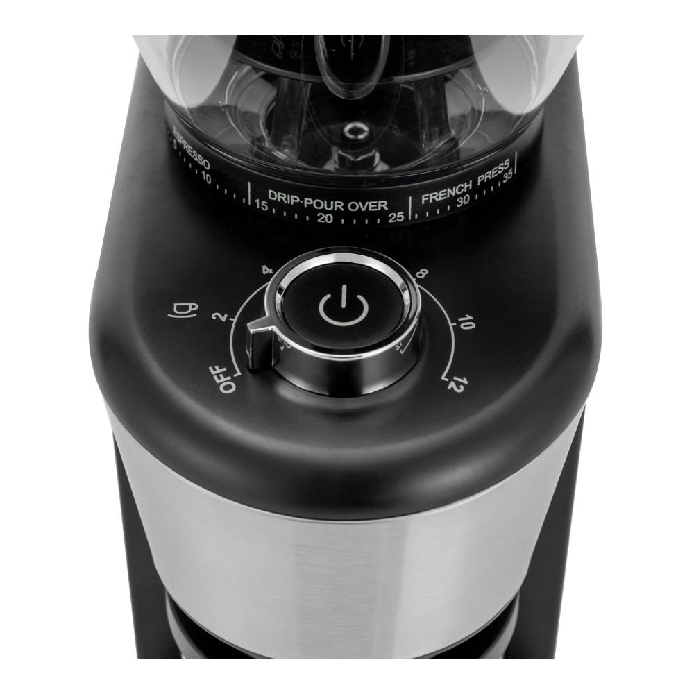 Elektrische Propellermühle 200W | Präzises Kegelmahlwerk | Mahlgrad in 35 Stufen | Für Siebträger | Bohnenbehälter 240g | Leicht zu reinigen | Schwarz