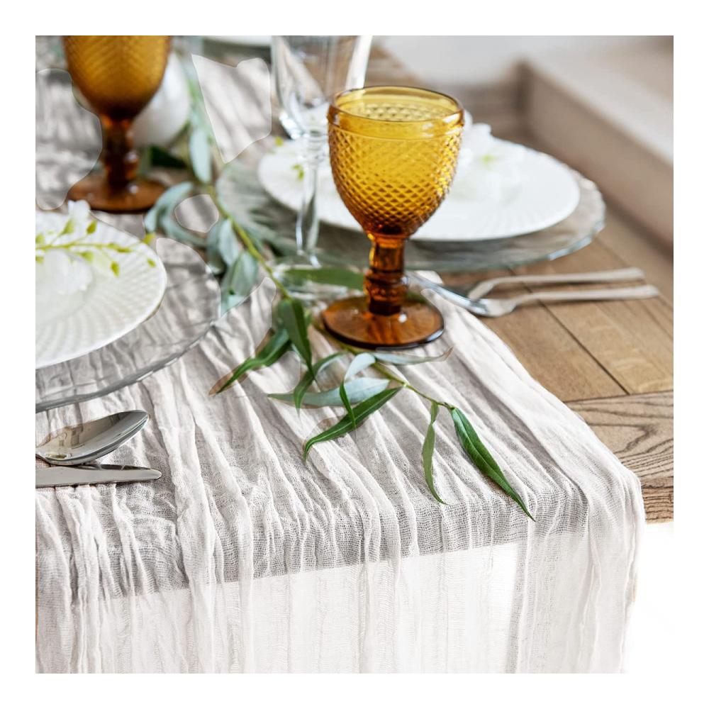 Boho-Tischläufer 2er-Pack Vintage Gaze Tischläufer 89x394 cm Dekorative Tischdecke für Hochzeit Urlaub Geburtstag - Weiß Perfekt für Küchentextilien und festliche Anlässe