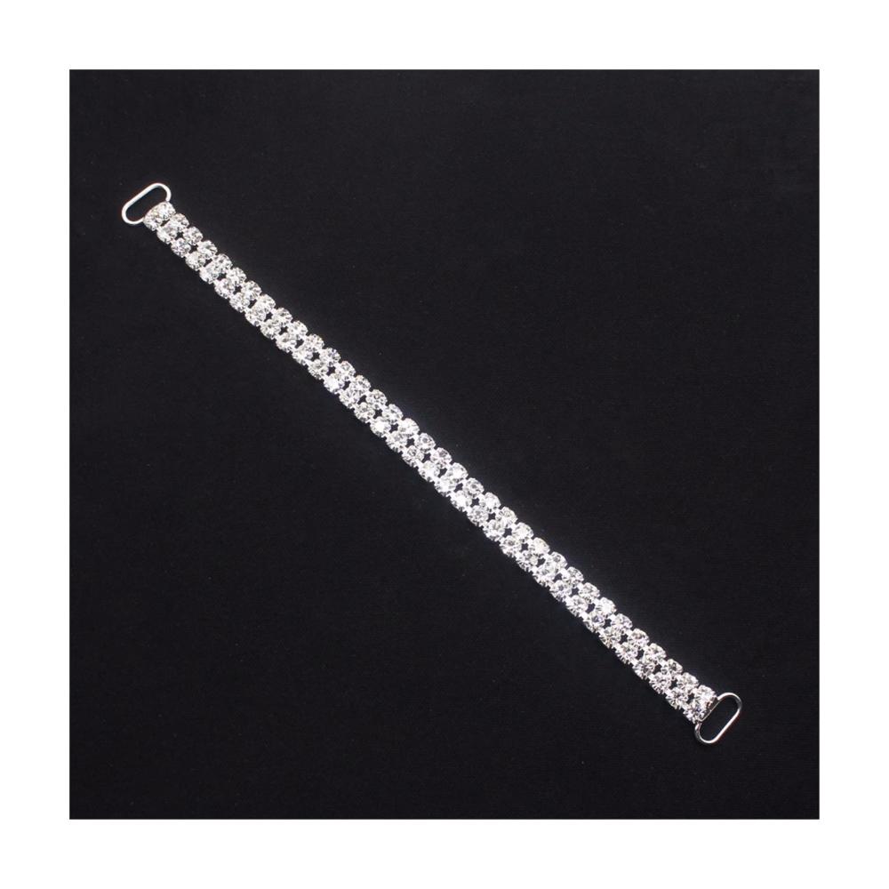 Exklusive Nähzubehör-Kollektion Elegante Gürtelschnallen-Set mit 10 klaren Strasssteinen 160mm für glamouröse DIY-Bikini-Dekoration. Hochwertiges Metallketten-Design für Schwimmbekleidung