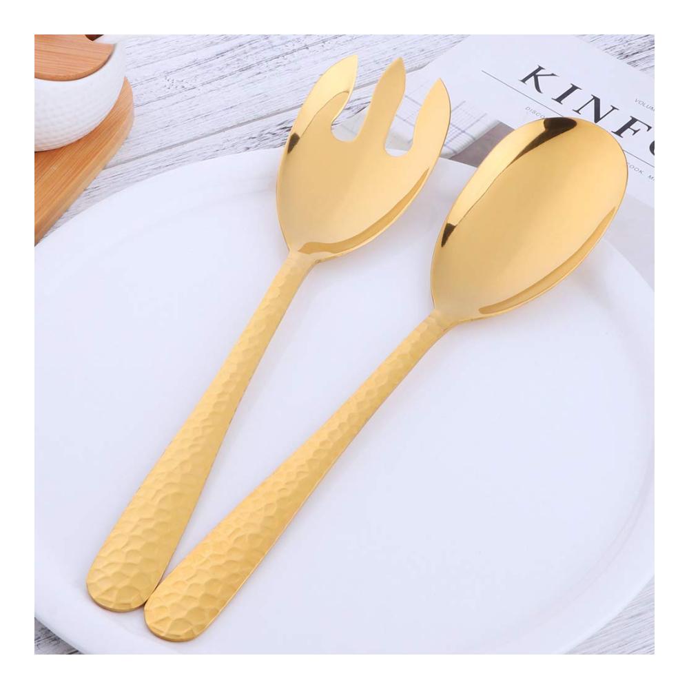 Entdecken Sie Eleganz Edles 2-teiliges Salatbesteck-Set in Goldoptik aus hochwertigem Edelstahl - Perfekt für stilvolles Servieren von Salaten