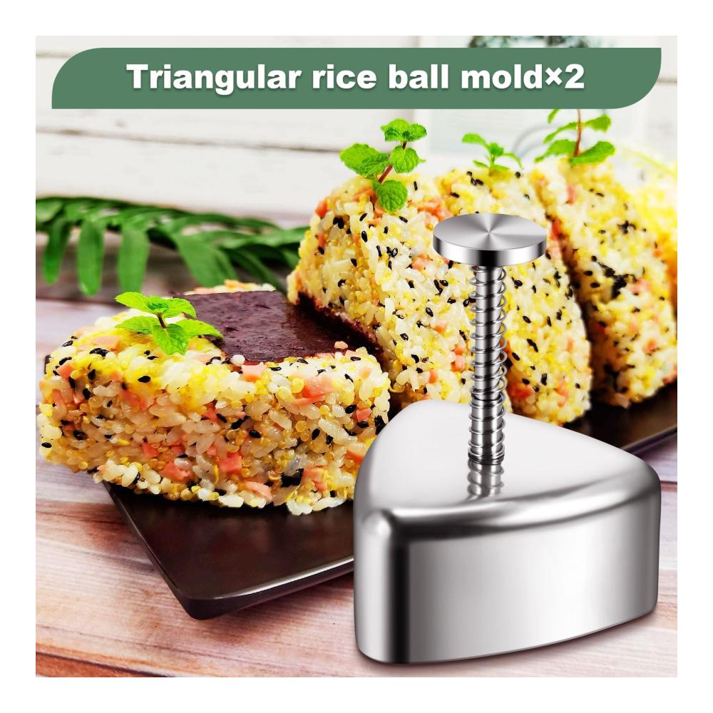 Sushi Teller Set mit 2 Onigiri Formen - Dreieckige Schalen und Formen für DIY Sushi Reisbällchen und mehr - Sushi Maker Kit