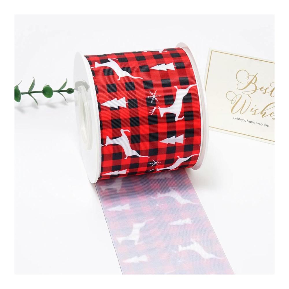 Exklusive 5 Yards Frohe Weihnachten Bedruckte Grosgrain-Satinbänder | DIY Dekoration & Geschenkverpackung | 25mm Ripsband für Festliche Schleifen & Handwerk