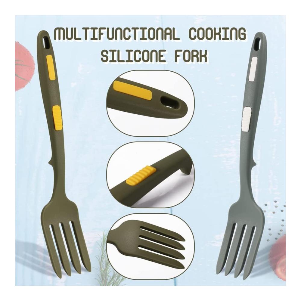 Tafelgabeln Set – 2-teilige Hochleistungs-Silikon-Kochgabeln | Hitzebeständig & Multifunktional für Nonstick-Kochen | Ergonomische Griffe für müheloses Kochen