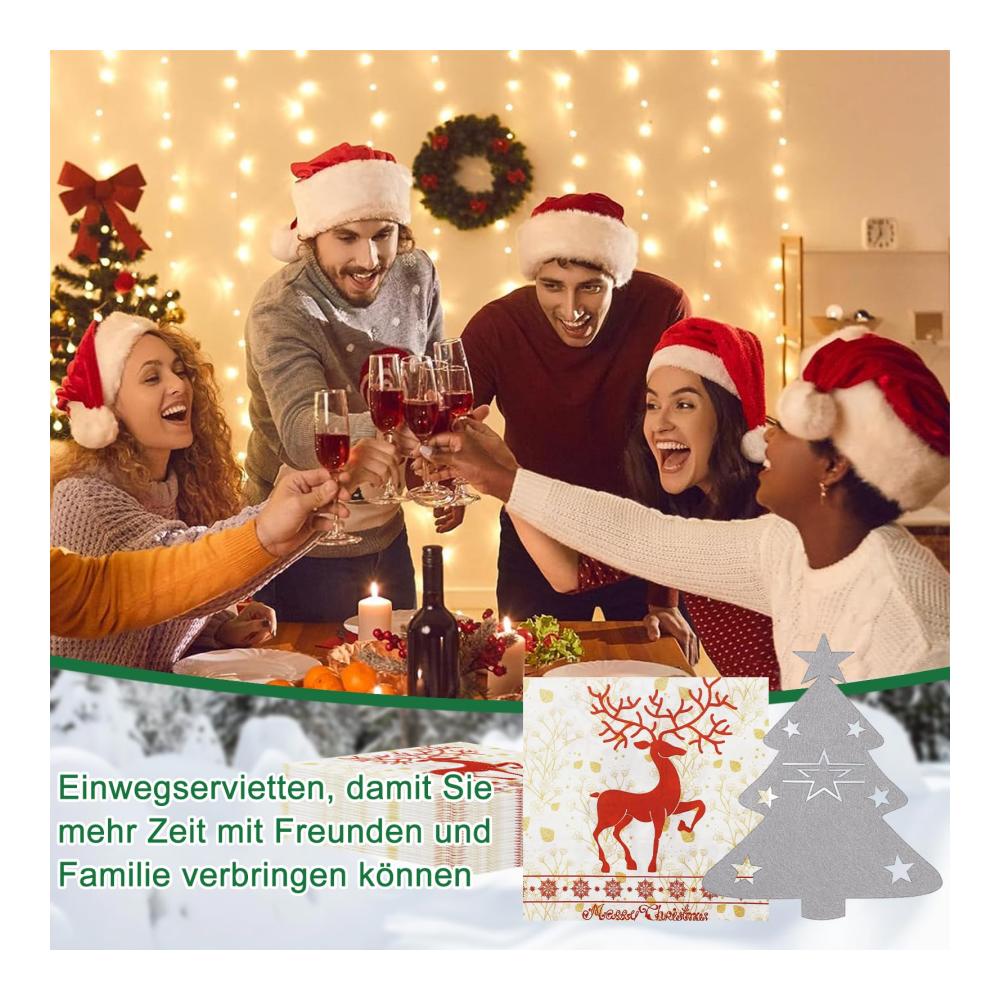 20 Stück Weihnachtsbaum Besteckhalter & -ständer Filz Tannenbaum Rentier Serviettenhalter Set für festliche Tischdekoration - Weihnachtsdekoration für Partys und Feiern