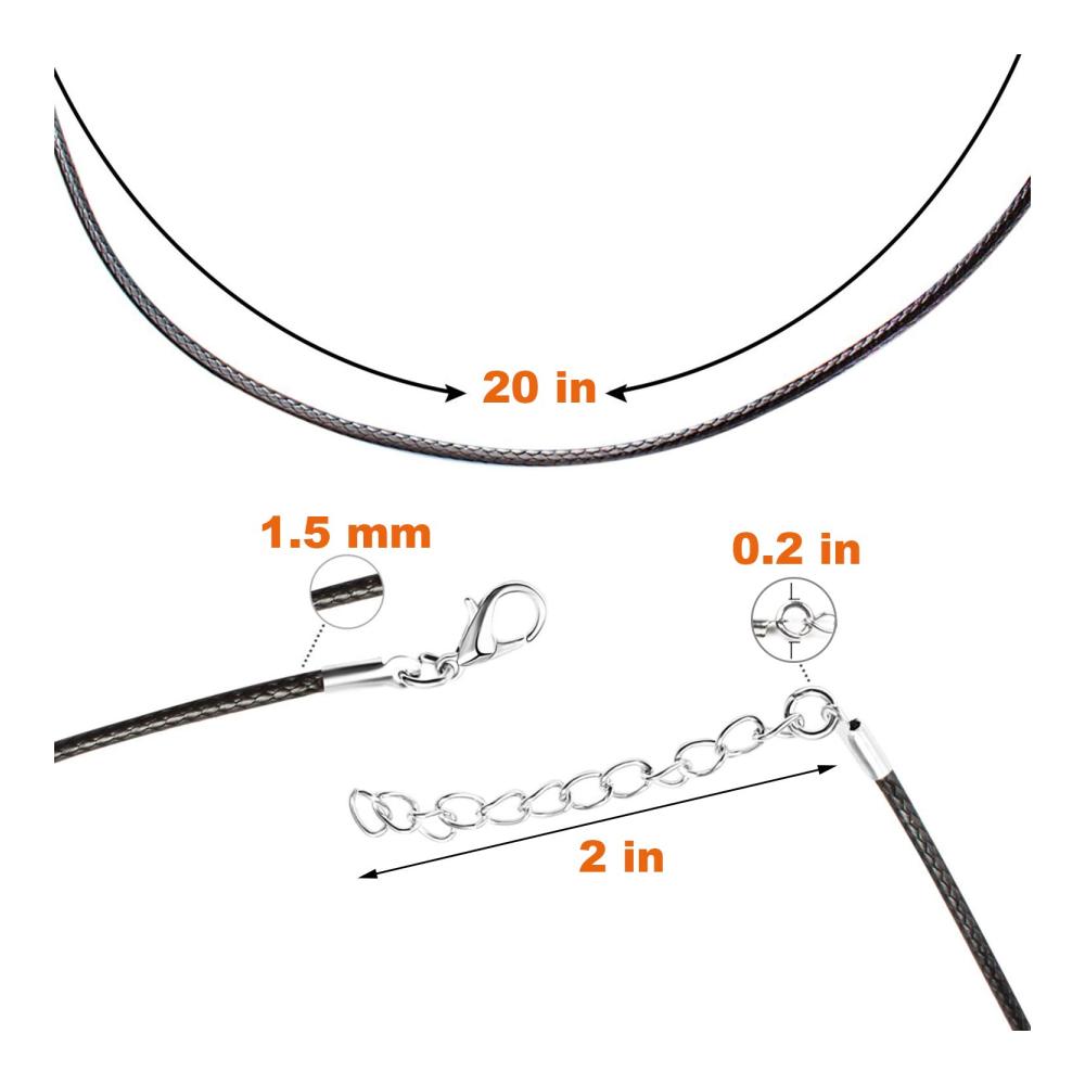 Entfesseln Sie Ihre Kreativität 120 schwarze gewachste Schnüre & Fäden mit Karabinerverschluss - Großpackung für Armbänder Halsketten & Schmuckherstellungszubehör (50 Stück 8 cm lang 15 mm breit). Perfekt für DIY-Projekte
