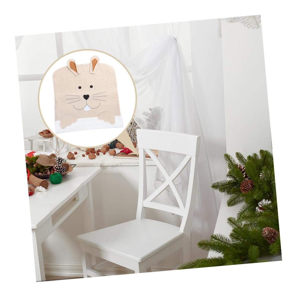 Osterhasen Hussen- & Überwurfsets Dekorative Stuhlbezüge für das Esszimmer im Bauernhausstil abnehmbar tierisch und festlich für Bankettstühle – ideales Geschenk aus Leinen für die Feiertage