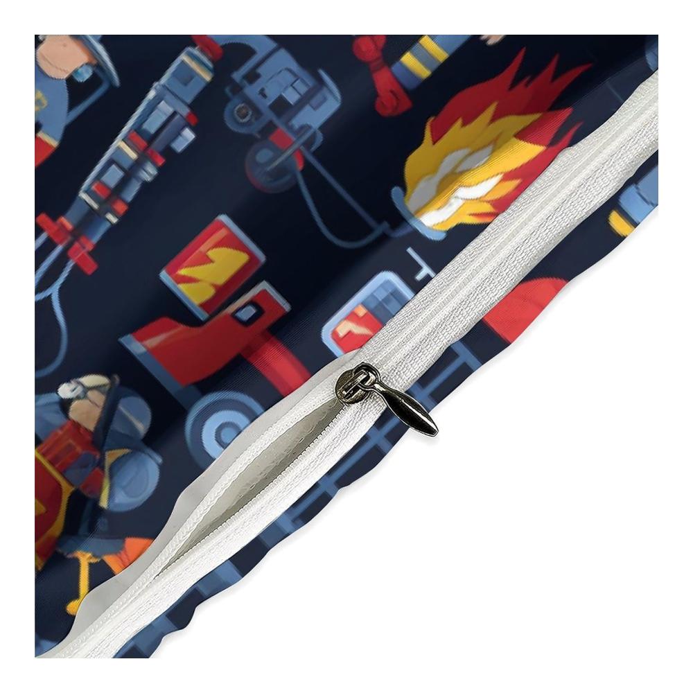 3D Gedrucktes Feuerwehrauto Bettwäsche-Set | Kinder Mädchen Jungen | Weiche Microfaser | 3-teilig | Doppelt (200x200cm) | Mit Reißverschluss | Firefighting-Thema | Atmungsaktiv | Hypoallergen | Maschinenwaschbar | Perfekt für kleine Helden