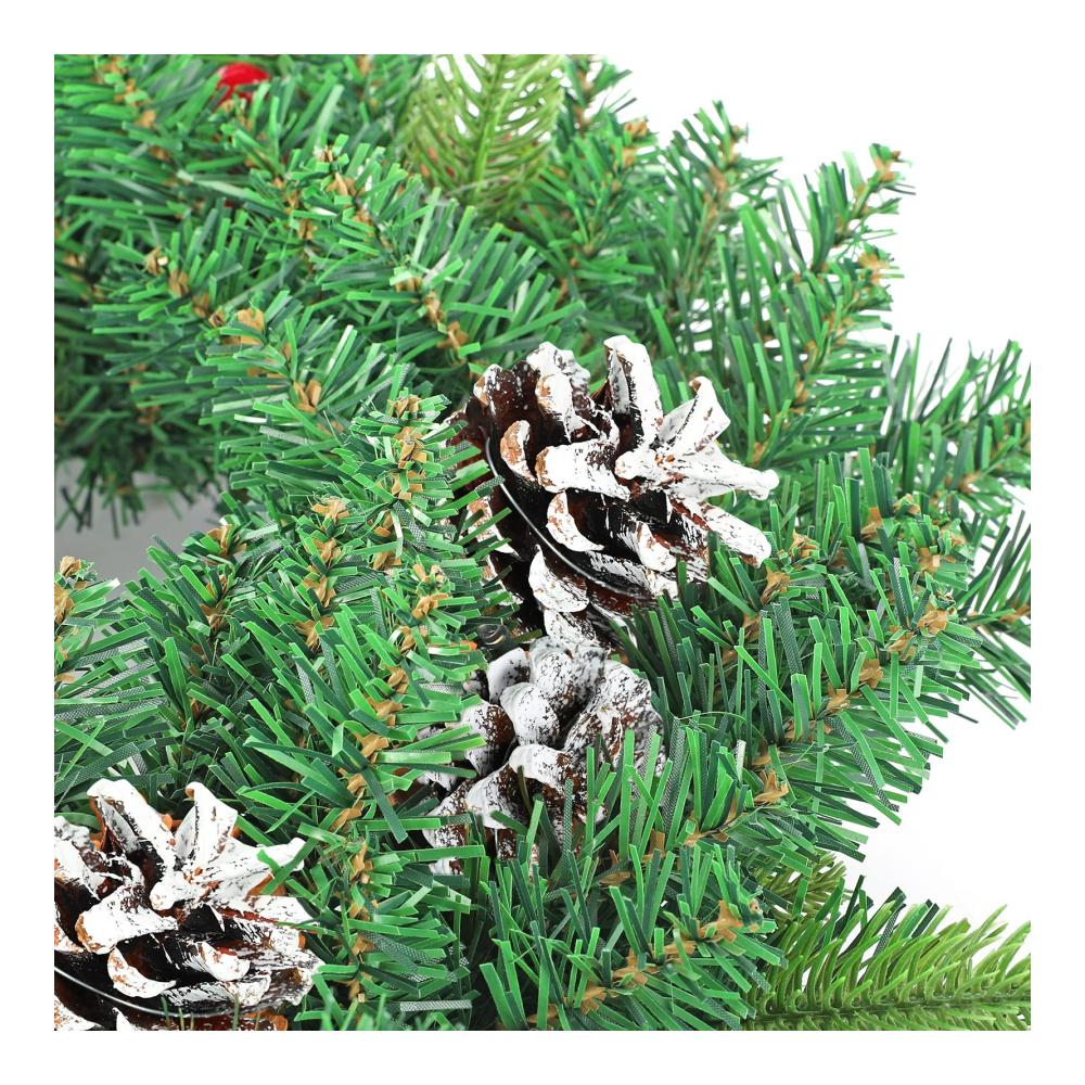Weihnachtskranz & Tannengirlande Set - Künstliche Tannenzapfen & Rote Beeren - 50cm Durchmesser - Dekorative Weihnachtsdeko für Innen & Außen - Festliche Girlanden & Kränze für Hauswand & Tür