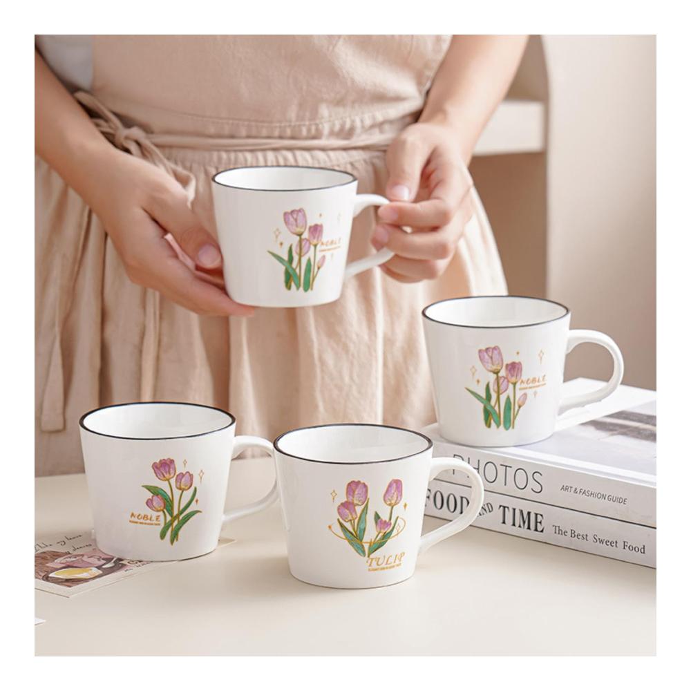 350ml Ergonomische Tulpenform Keramikbecher – Stilvoller Genuss für Zuhause und Büro – Perfekt für Kaffee und Milch – Kaffeetassen & Becher Design für hö