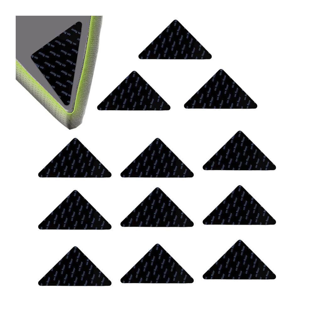 Teppich-Griffband & Antirutsch-Pads 12er Set - Dreieckige Eckengreifer für Hartholzböden - Spurloser Halt und Waschbarkeit inklusive! Rutschfeste Teppich-Anti-Rutsch-Aufkleber für sicheren Halt auf jedem Boden. Entfernbar und doppelseitig haftend - Ultimative Te
