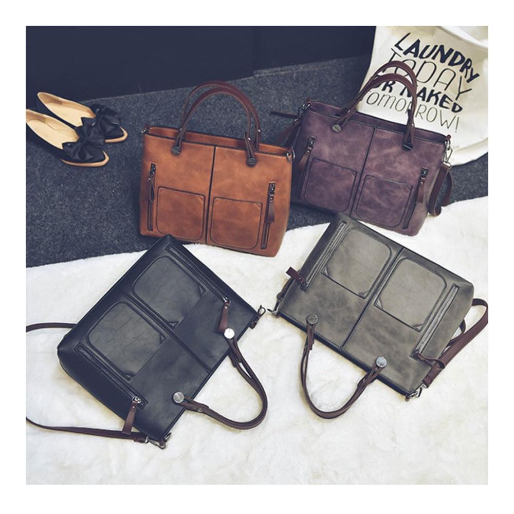 Verziertes Fotoalbenzubehör Damen Vintage Leder Schultertasche - Große Umhängetasche mit mehreren Taschen - Handtasche mit Kreuzkörper - Perfekt für Fotoliebhaber