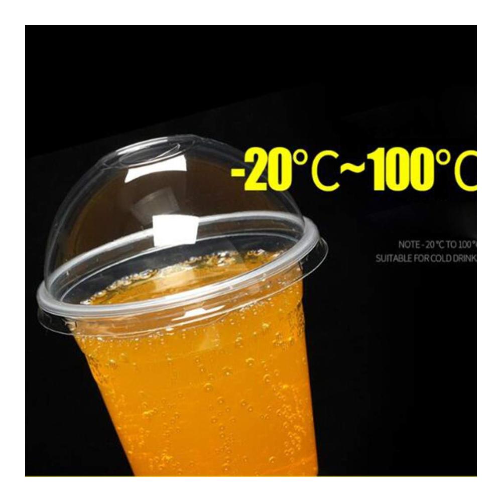 Hochwertige Smoothie-Becher 100 Stück | 450ML Transparent mit Domdeckel & Rundloch | Ideal für Limonade Eiskaffee Cocktails & mehr | Praktisch für Zuhause und Unterweg
