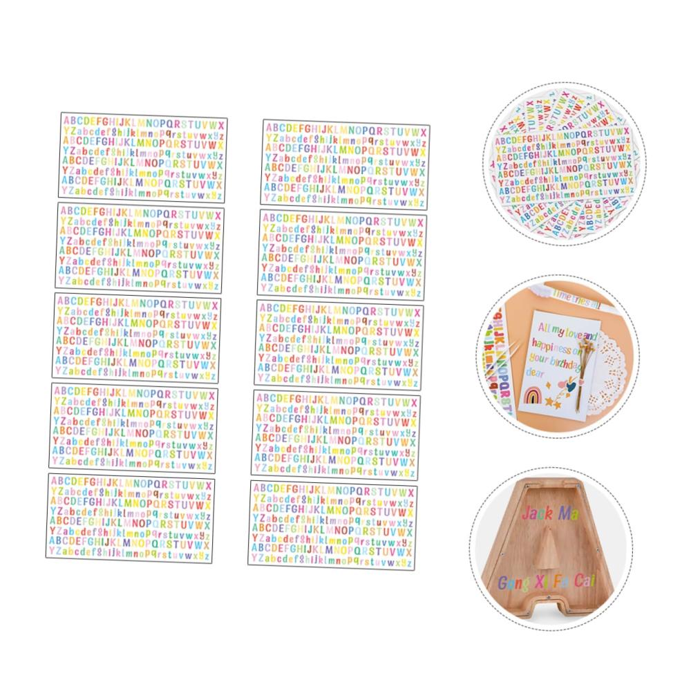 140 Stück Sticker Set - Alphabet Aufkleber für Wand Laptop & mehr - Dekorative Buchstabenaufkleber für Studenten & Büro - PVC Wandaufkleber für kreative Gestaltung - 10 Blätter inklusive