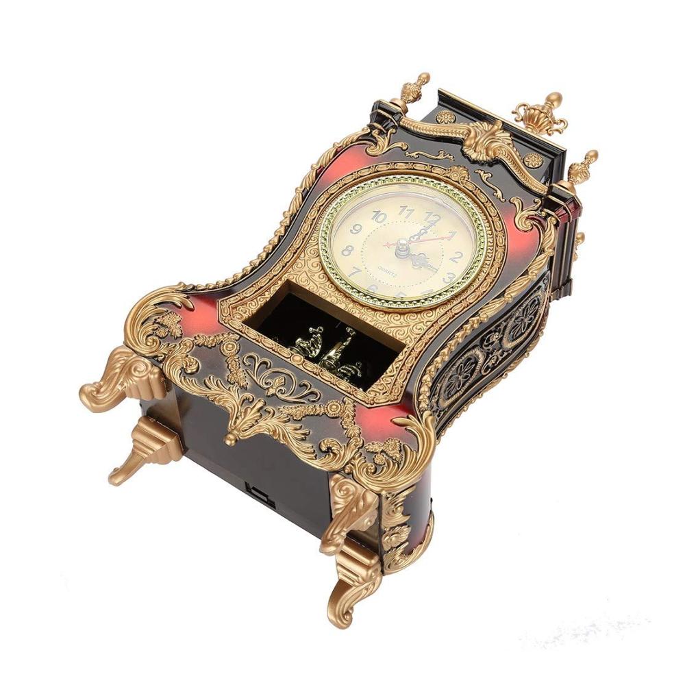 Vintage Cogsworth Tischuhr - Dekorativer Schreibtisch-Wecker im antiken Stil für Zuhause oder Hotel - Braunrot - Perfekte Ergänzung für jeden Tisch
