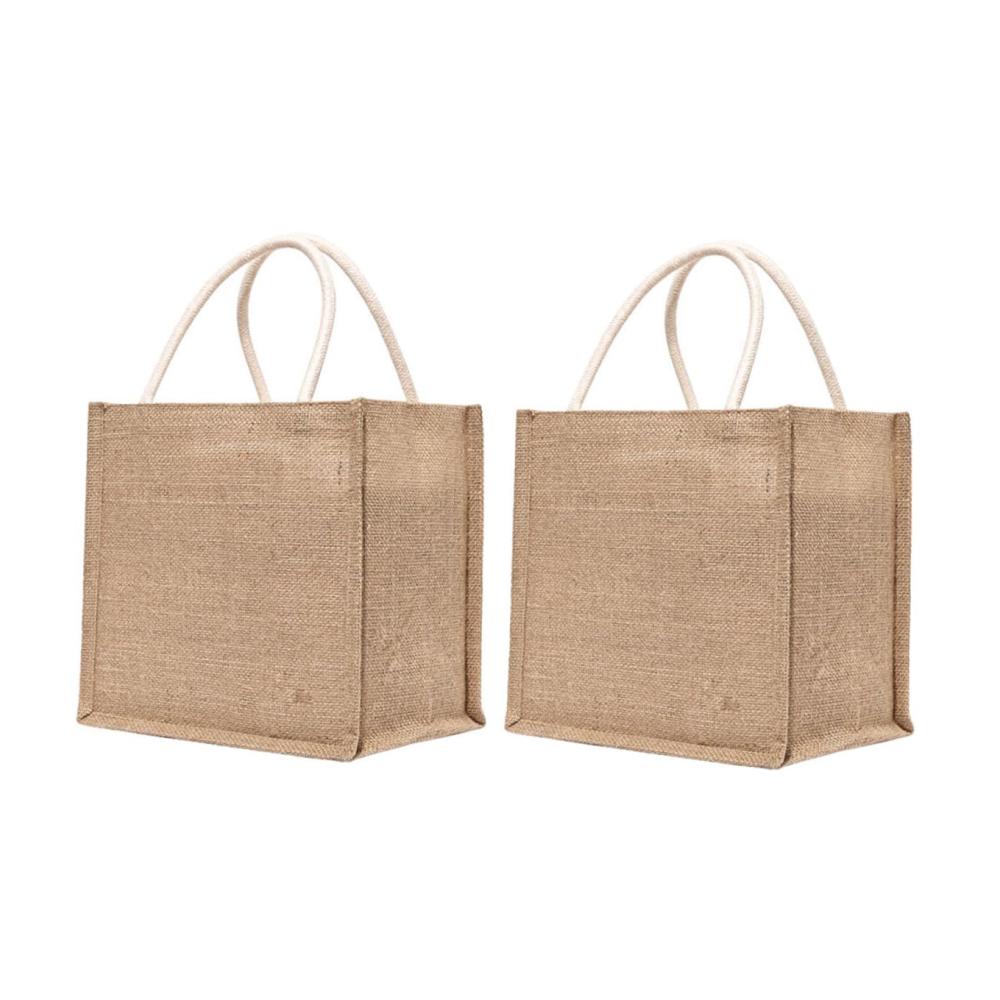 2er Set Einkaufstaschen aus Leinen – Nachhaltige Totebags für umweltbewusste Einkäufer | Multifunktionale Taschen für Geschenke und den täglichen Gebrauch | Robuste Jute Geschenktaschen inklusive