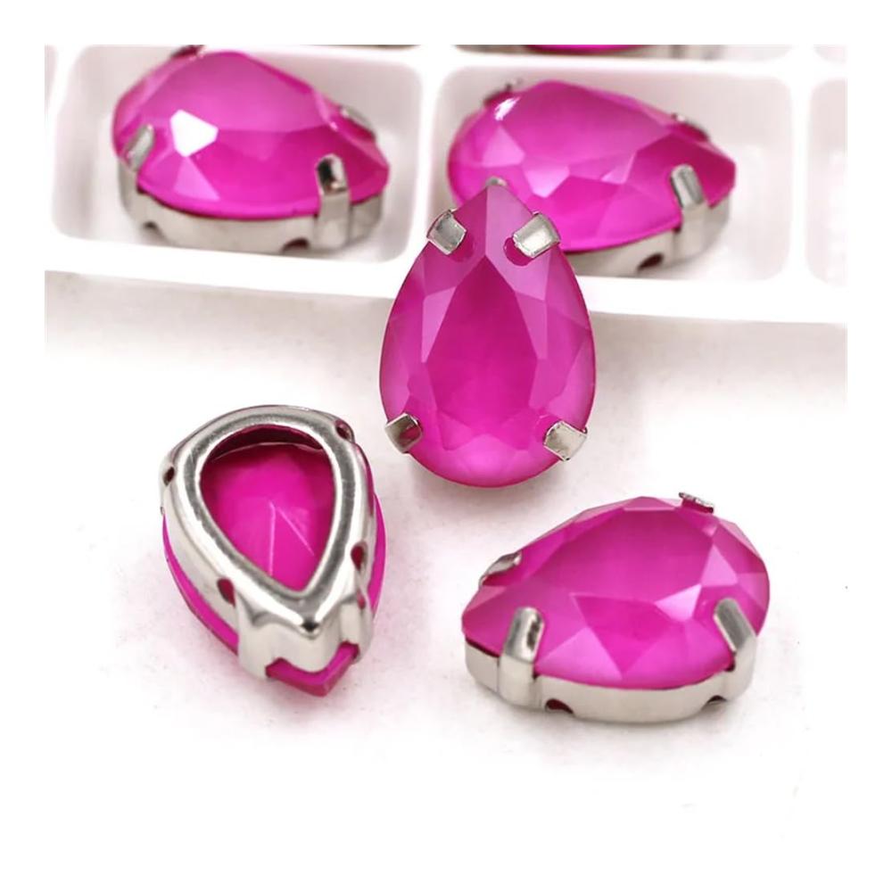 Verleihen Sie Ihrem Handwerk Glanz! Mokka-Serie Glas-Kristallsteine Tropfenform silberfarben Krallenfassung. Strasssteine für DIY-Projekte Violett-Rot 13x18 mm 12 Stück
