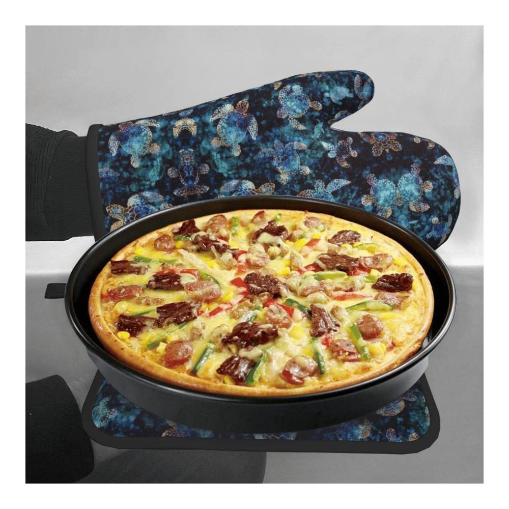 Ofenhandschuhe und Topflappen Meeresschildkröte hitzebeständig zum Grillen Kochen Mikrowelle leicht zu reinigen 2 Stück – Schützen Sie Ihre Hände mit Stil beim Kochen! Ideal für Grillabende und Küchenar