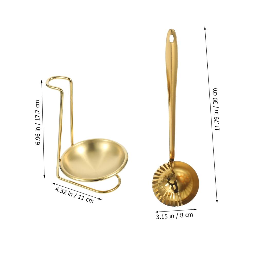 Premium Edelstahl Schöpflöffel & -kellen Set | Praktische Löffelablage & Halterung | Suppenkelle mit Soßenschale | Stilvoller Löffelhalter für Ihre Küche | Rostfrei & langlebig
