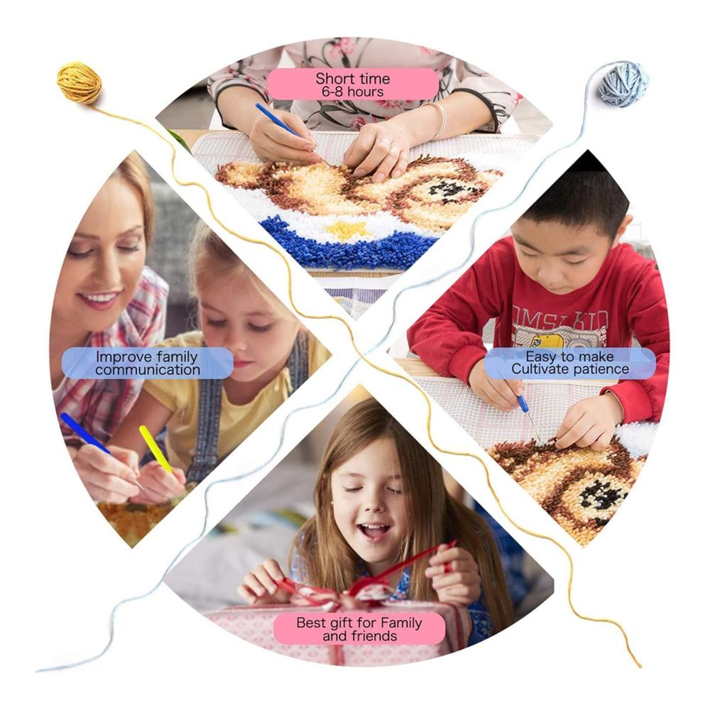 Entdecken Sie kreative Freude mit unseren hochwertigen Knüpf-Sets – VIONNPPT Karikatur Tier Knüpfkissen für Kinder & Erwachsene. Verschönern Sie Ihr Zuhause mit DIY Deko Kissenbezug und Knüpfteppich. Spaß und Entspannung in einem Kit DIY Kissen Latch Hook Kit 43cmX43cm (Kühe