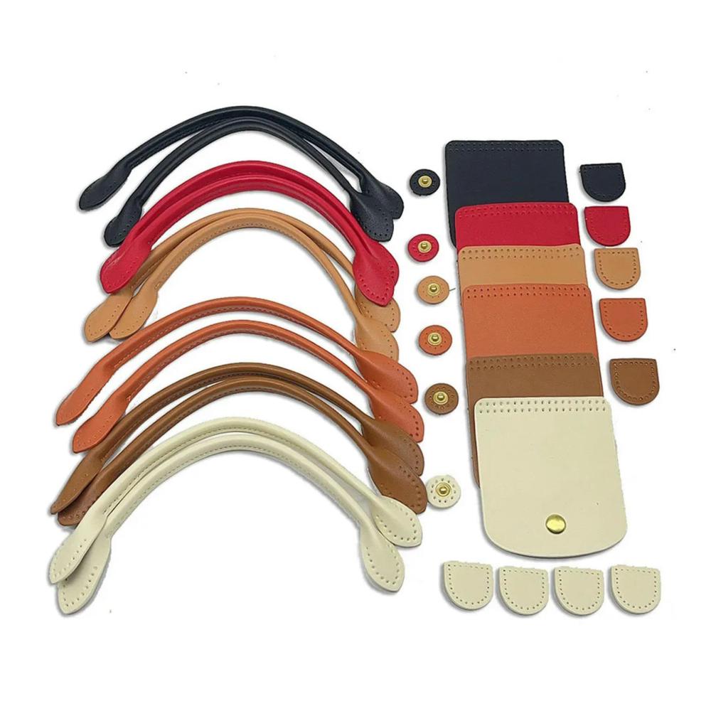 Handgefertigtes Taschenherstellungsset - 8-teiliges Taschenzubehör mit gewebten Mustern weichen PU-Taschengriffen Boden Knopf für Knödel - Ideal für handgemachte Beige Handtaschen. Entdecken Sie die Kunst der individuellen Taschenkreation