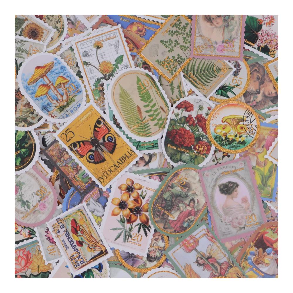 Entzückende Vintage Scrapbooking Aufkleber 240 Stück Stempel Goldfolie Papier Sticker für kreative DIY Projekte - Dekorative Ästhetik Blumen Tiere & mehr - Perfekt für Erwachsene und Kinder
