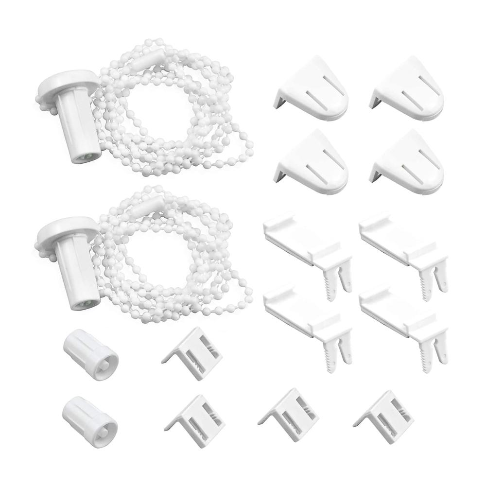 Premium Rollo Halterung Set für Seitenzug & Springrollos | Ersatzteile & Klemmträger ohne Bohren | Passend für Verdunkelungsrollos & Doppelrollos | Fenster Montage Kit (Weiß 17mm